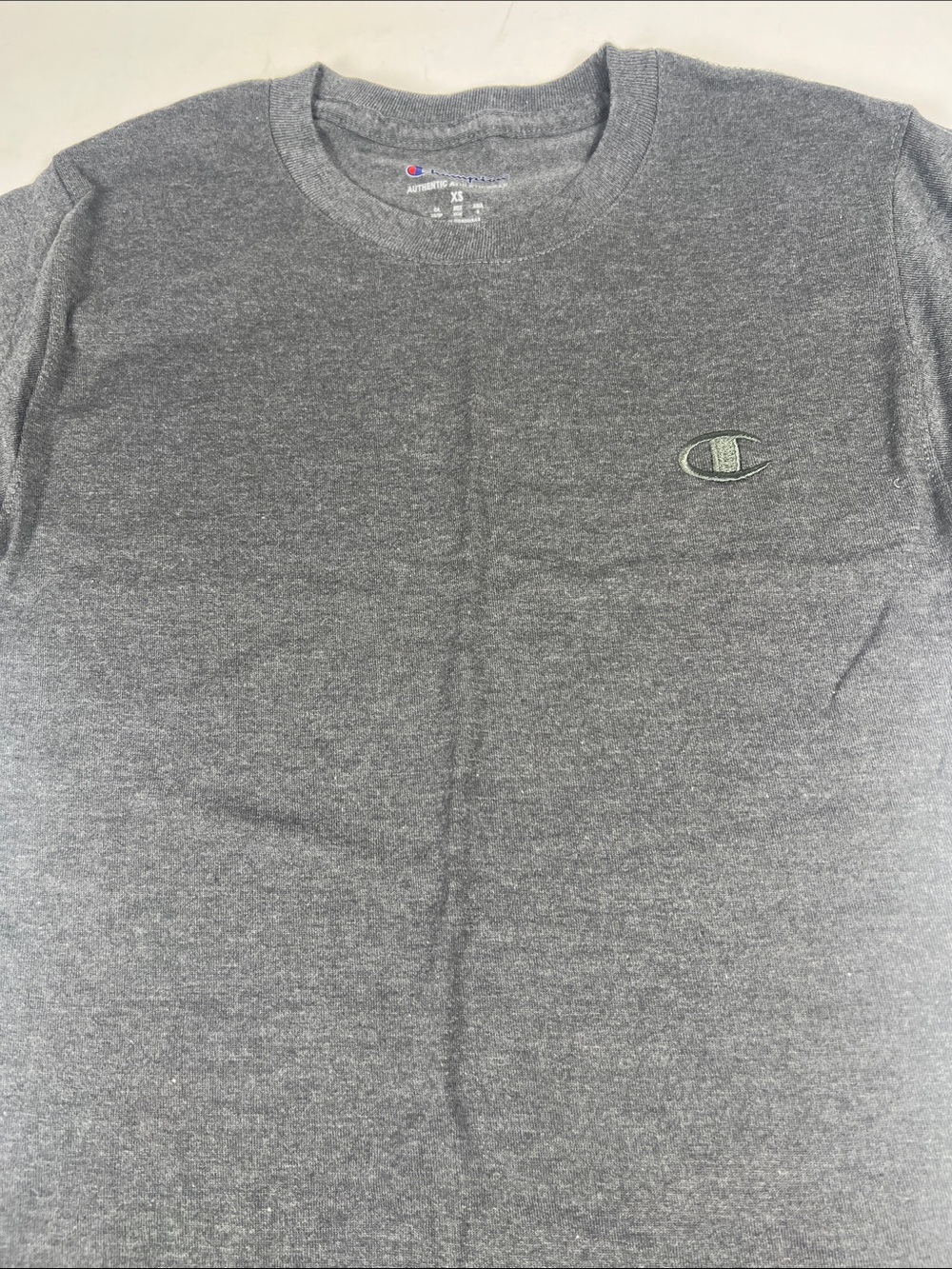 Champion Heather Gray Crewneck Tee with Subtle Logo